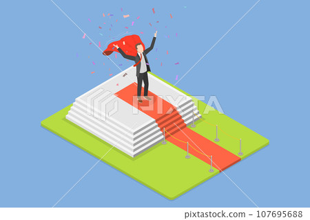 3D Isometric Flat Vector Conceptual Illustration of Super Hero Businessman 107695688