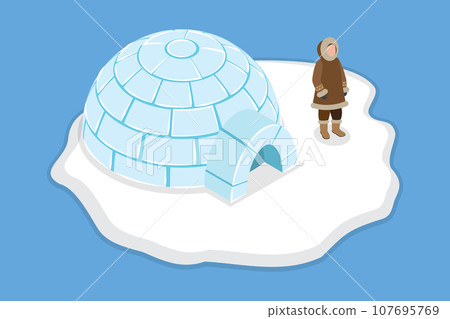 3D Isometric Flat Vector Conceptual Illustration of Inuit Culture 107695769