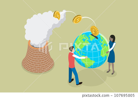 3D Isometric Flat Vector Conceptual Illustration of Carbon Tax 107695805