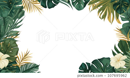 Tropical foliage border with space for text 107695962