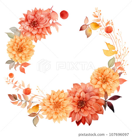A Gorgeous Floral Border Background for Autumn Featuring A Gorgeous Floral Border Background for Autumn Featuring 107696097
