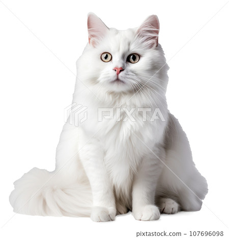 white cat on a white background white cat on a white background 107696098