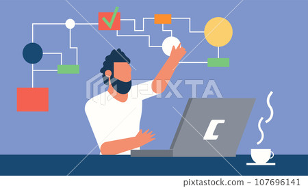Illustration multitasking busy work business people. Office cartoon concept character job multi stress working. Employee workaholic entrepreneur career tasking. Professional time skill housework Illustration multitasking busy work business people. Office cartoon concept character job multi stress working. Employee workaholic entrepreneur career tasking. Professional time skill housework 107696141