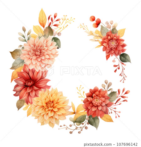 A Gorgeous Floral Border Background for Autumn Featuring A Gorgeous Floral Border Background for Autumn Featuring 107696142