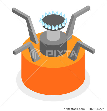3D Isometric Flat Vector Set of Camping Stoves. Item 2 3D Isometric Flat Vector Set of Camping Stoves. Item 2 107696274