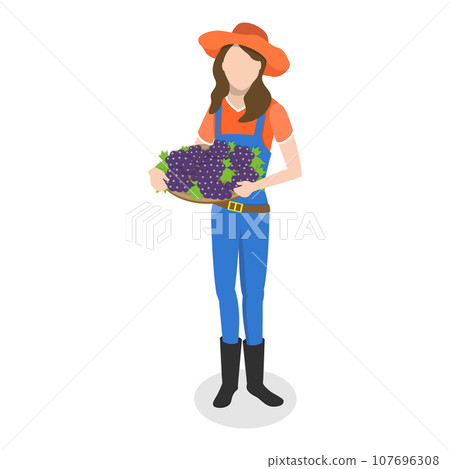 3D Isometric Flat Vector Set of Farmers. Item 2 107696308