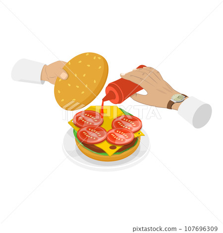 3D Isometric Flat Vector Set of Culinary. Item 3 3D Isometric Flat Vector Set of Culinary. Item 3 107696309