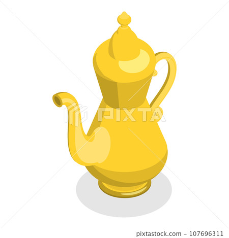 3D Isometric Flat Vector Set of Arabic Teapot. Item 2 3D Isometric Flat Vector Set of Arabic Teapot. Item 2 107696311
