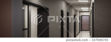 empty office corridor. AI 107696785