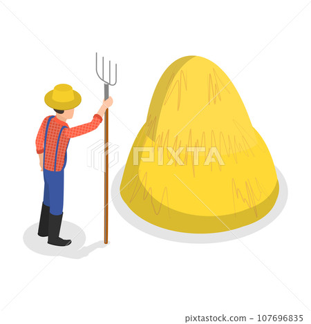 3D Isometric Flat Vector Set of Farmers. Item 1 107696835