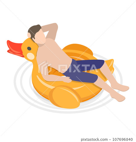 3D Isometric Flat Vector Illustration of Summer Pool Activities. Item 4 107696840