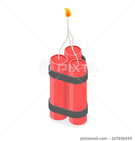 3D Isometric Flat Vector Set of Bombs And Dynamites. Item 3 107696844