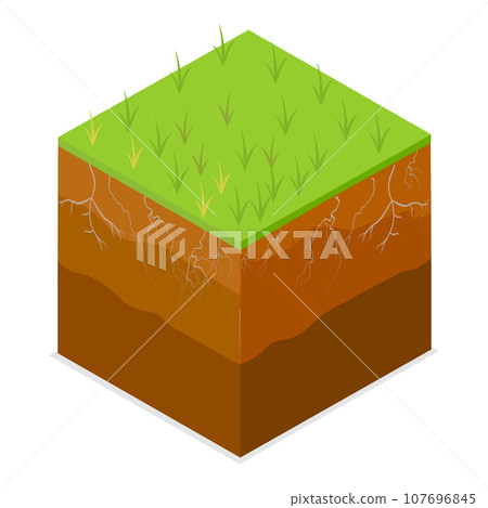 3D Isometric Flat Vector Set of Different Soil Layers. Item 2 3D Isometric Flat Vector Set of Different Soil Layers. Item 2 107696845