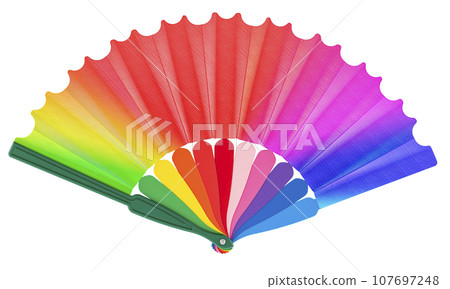 Rainbow Handheld Fan, 3d rendering Rainbow Handheld Fan, 3d rendering 107697248