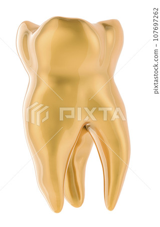 Golden Tooth, 3D rendering Golden Tooth, 3D rendering 107697262