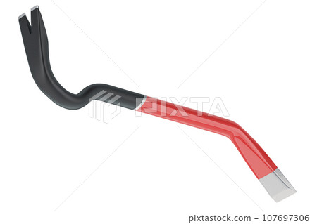 Crowbar, Pry Bar with Angled Chisel End, Forged Steel Construction. 3D rendering 107697306
