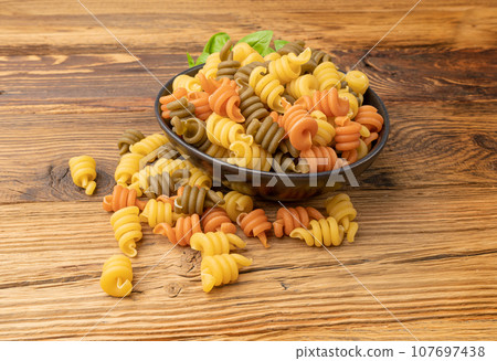 Raw Trottole Pasta, Dry Vesuvio Macaroni, Italian funghetto, Raw Noodle 107697438