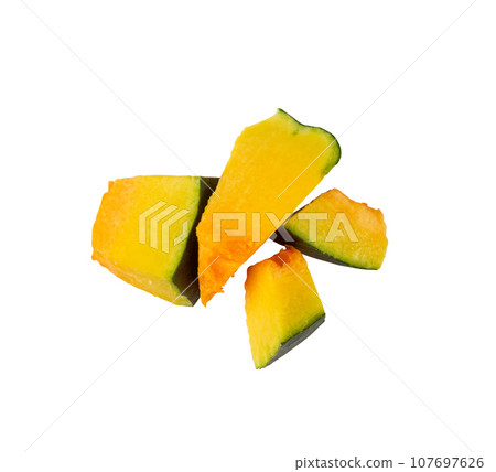Chopped Pumpkin Isolated, Sweet Winter Squash, Cut Acorn Pumpkins Chopped Pumpkin Isolated, Sweet Winter Squash, Cut Acorn Pumpkins 107697626