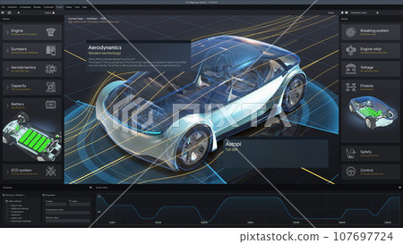 Program for car diagnostic with 3D virtual electric vehicle prototype 107697724