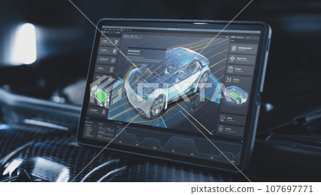 Program for car diagnostic with 3D virtual electric vehicle prototype 107697771