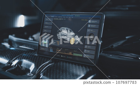 Program for real-time car diagnostics and aerodynamics testing on tablet screen 107697783