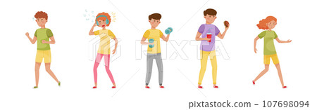 People Characters Relieve Stress and Relax Vector Set 107698094