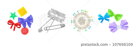 Different Sewing Tools and Equipment for Dressmaking Vector Set 107698109