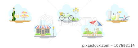Paris and France Symbol and Object Vector Composition Set Paris and France Symbol and Object Vector Composition Set 107698114