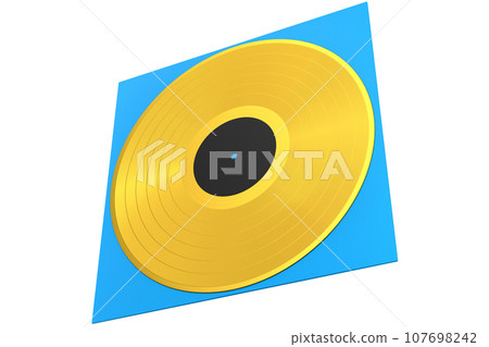 Yellow Vinyl Record Isolated On White Background Stock Photo