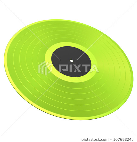 Black vinyl LP record with label isolated on white background. Black vinyl LP record with label isolated on white background. 107698243
