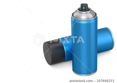 Cans of spray paint isolated on white background. Spray bottle and dispenser Cans of spray paint isolated on white background. Spray bottle and dispenser 107698253