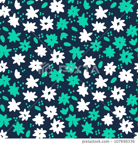 Flowers and leaves hand draw vector seamless pattern. Flowers and leaves hand draw vector seamless pattern. 107698336