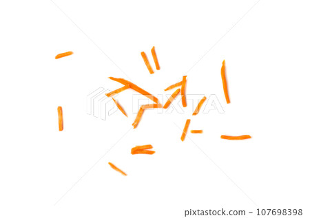 Fresh Diced Carrot, Raw Carrot Cubes Closeup, Chopped Orange Root Vegetable, Diced Carrots Pile 107698398