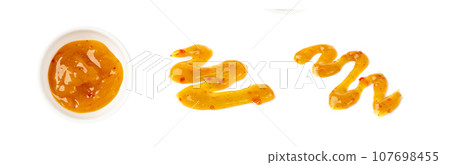 Mango Chutney, Sweet Orange Chili Paste, Mango Chilli Sauce on White 107698455