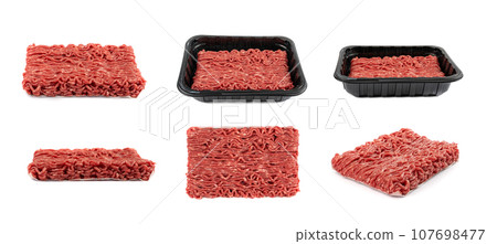 Mince Meat, Ground Beef, Uncooked Mincemeat Isolated 107698477
