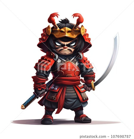 Samurai in Traditional Armor Ready for Battle. Generative ai 107698787