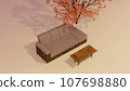Sofa and autumn leaves 3D 107698880
