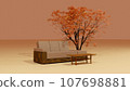 Sofa and autumn leaves 3D 107698881