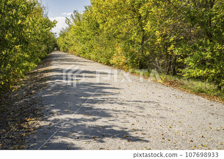 Homestead Trail north of Beatrice, Nebraska in fall scenery. The Homestead Trail corridor stretches 60 miles, from the edge of Lincoln, south to Marysville, Kansas. Homestead Trail north of Beatrice, Nebraska in fall scenery. The Homestead Trail corridor stretches 60 miles, from the edge of Lincoln, south to Marysville, Kansas. 107698933