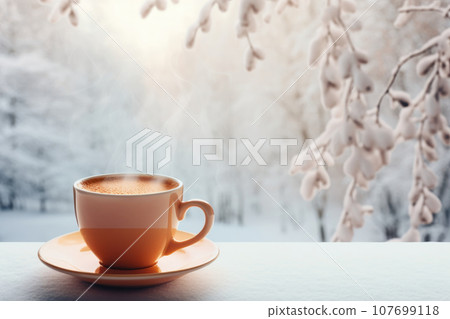 Cup of coffee on the windowsill Cup of coffee on the windowsill 107699118