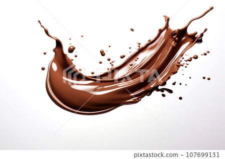 Splash of chocolate on white background Splash of chocolate on white background 107699131