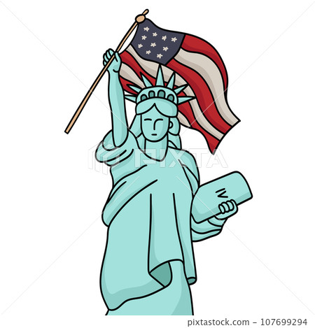 Statue of Liberty with US flag illustration Statue of Liberty with US flag illustration 107699294