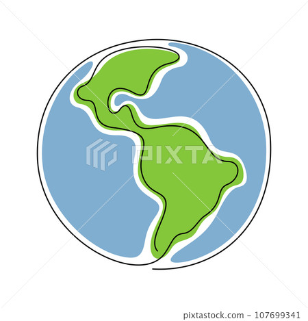 Earth Planet one line vector illustration 107699341