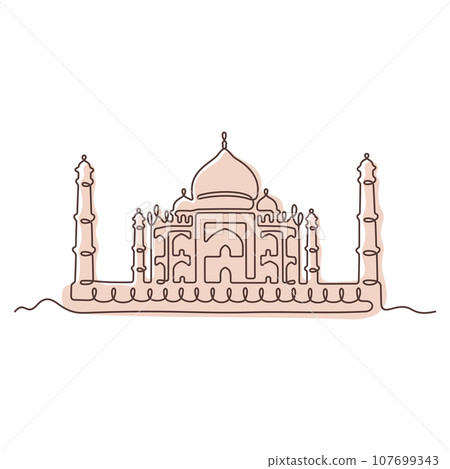 Taj Mahal one line vector illustration Taj Mahal one line vector illustration 107699343