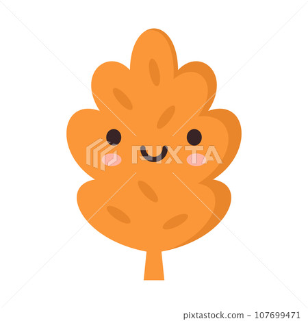 Cute cartoon yellow oak leave Cute cartoon yellow oak leave 107699471