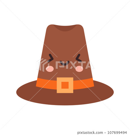 Pilgrim hat kawaii style Thanksgiving Day symbol Pilgrim hat kawaii style Thanksgiving Day symbol 107699494