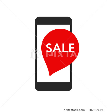 Smart phone with speech bubble Sale on screen 107699499