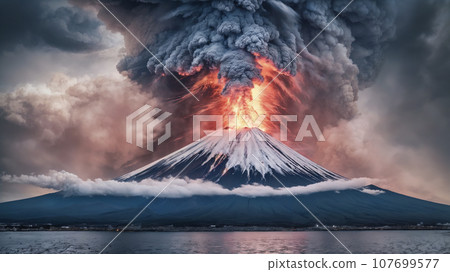 富士山大噴發影像 AI 生成影像 107699577