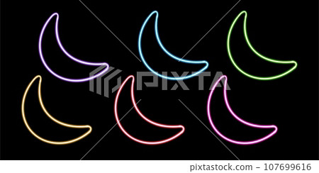 set moon glowing desktop icon, neon moon sticker, neon space figure, glowing figure, neon geometrical figures set moon glowing desktop icon, neon moon sticker, neon space figure, glowing figure, neon geometrical figures 107699616