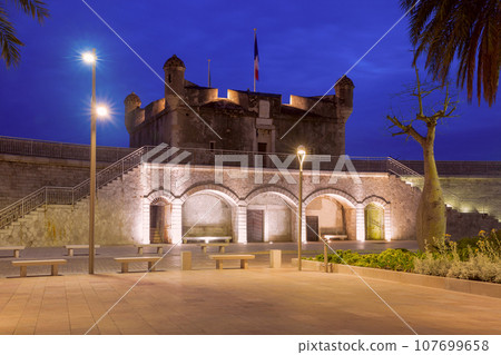 Old bastion fort in Menton, France 107699658
